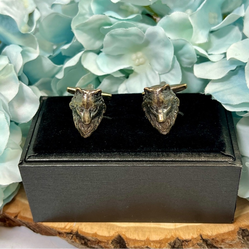 Vintage 3D Gunmetal Wolf Cufflinks - Picture 15 of 16